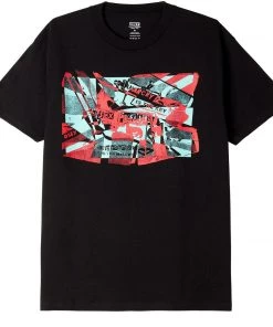 Mens OBEY X Sex Pistols Broken Glass Anarchy Tee, Black