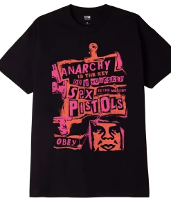Mens OBEY X Sex Pistols Anarchy Tee, Black