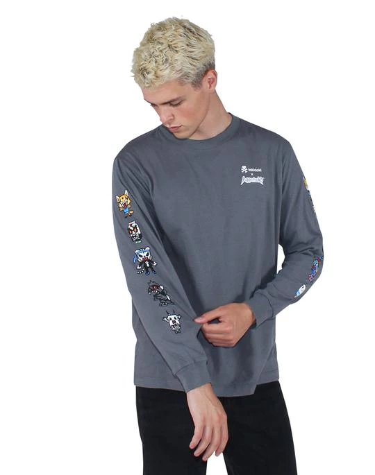 Tokidoki X Aggretsuko - Aggretsuko Sleeves L/S Men's Tee, Smoke Mens 1 Tokidoki X Aggretsuko - Aggretsuko Sleeves L/S Men's Tee, Smoke Mens