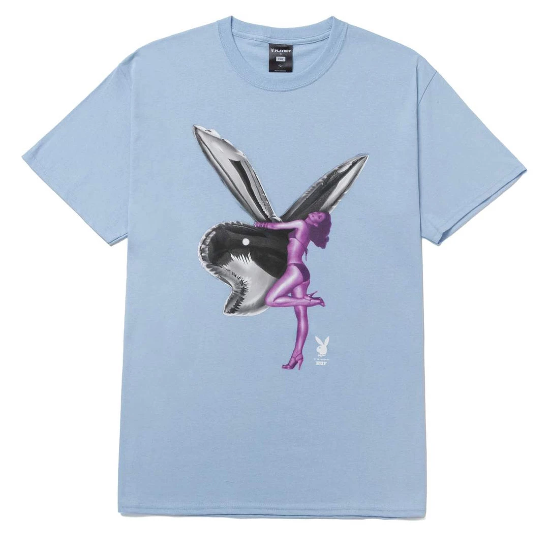 Mens HUF X Playboy - Bunny Balloon Tee, Light Blue 1 Mens HUF X Playboy - Bunny Balloon Tee, Light Blue