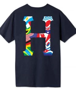 HUF - Global Trip Classic H Men's Tee, French Navy Mens