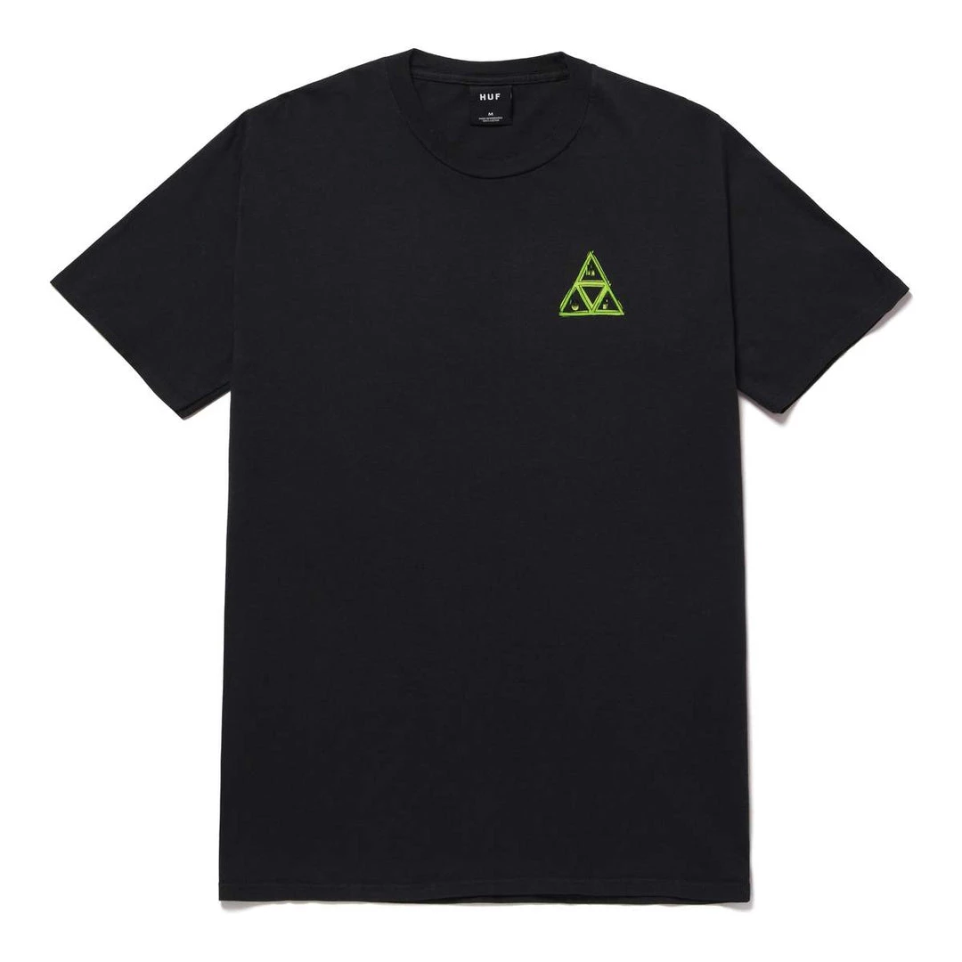 HUF - Green Buddy Triple Triangle Tee, Black Mens 2 HUF - Green Buddy Triple Triangle Tee, Black Mens