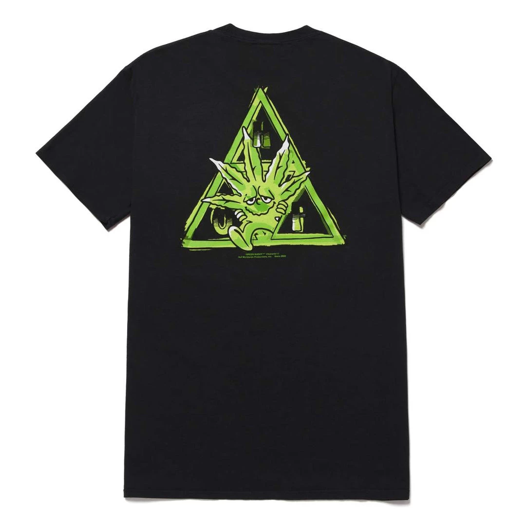 HUF - Green Buddy Triple Triangle Tee, Black Mens 1 HUF - Green Buddy Triple Triangle Tee, Black Mens