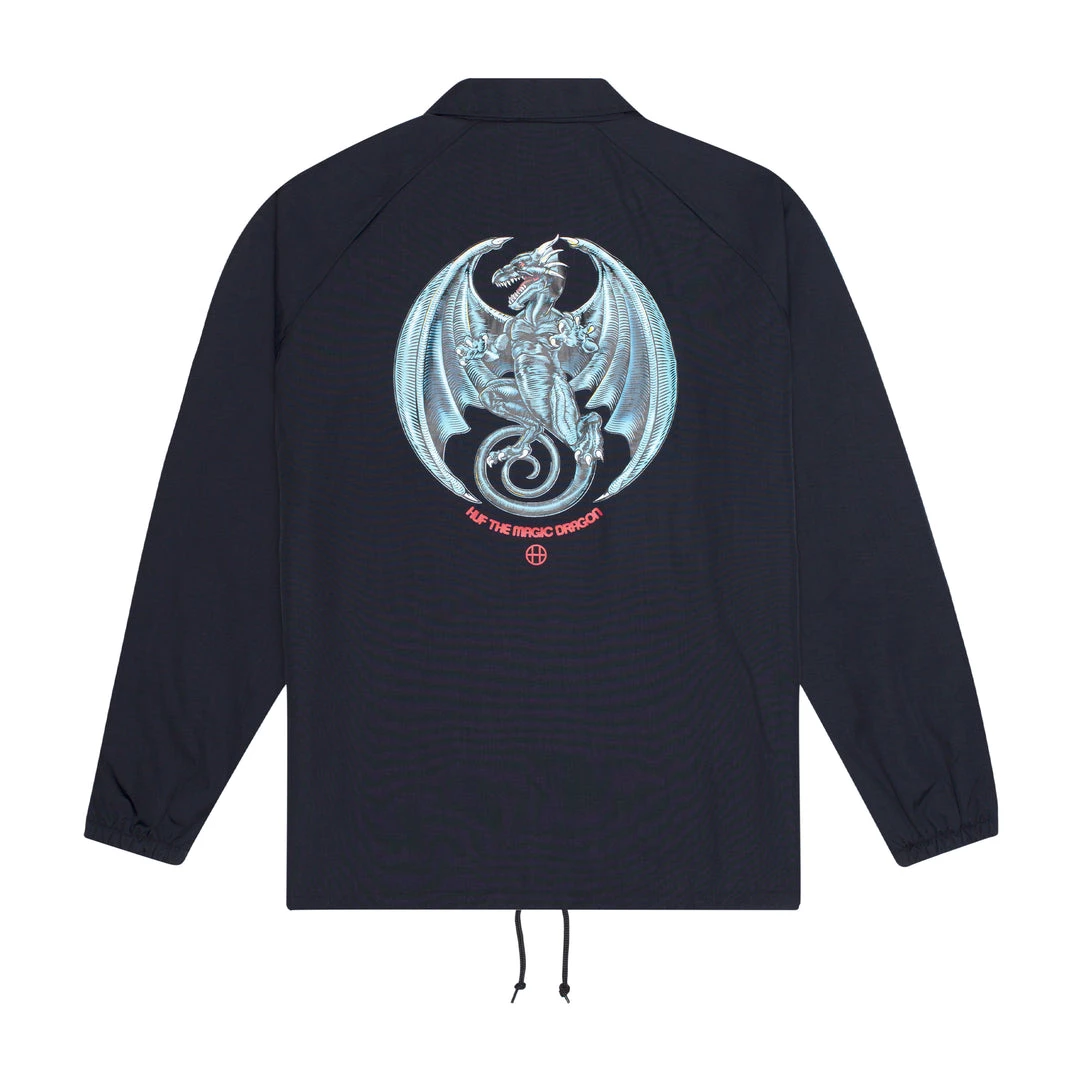 HUF - Magic Dragon Men's Coach Jacket, Black Mens 1 HUF - Magic Dragon Men's Coach Jacket, Black Mens