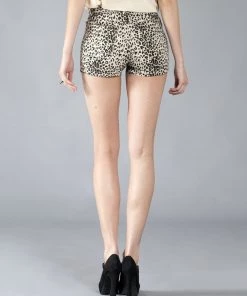 Flying Tomato Sale Big Cat Women's Shorts, Cream And Black