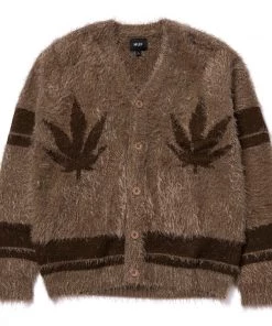 HUF X Pleasures - Outro Men's Cardigan, Brown Mens