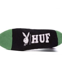 HUF X Playboy - Rabbit Head Crew Socks, Black Mens