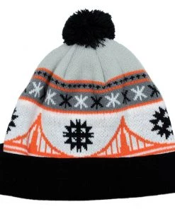 TRUE - Festive Pom Beanie Hat, Black/Orange