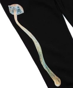 Mens HUF X Pleasures - Spore Fleece Pants, Black