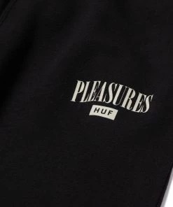 Mens HUF X Pleasures - Spore Fleece Pants, Black