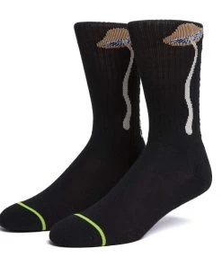 HUF X Pleasures - Spore Crew Socks, Black Mens
