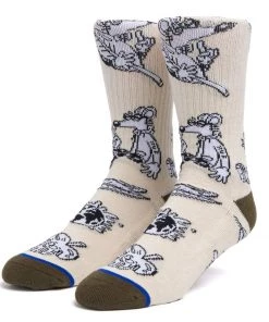 HUF X Steven Harrington - Crew Socks, Natural Mens