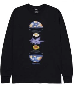 Mens HUF X Green Buddy - We Are The World L/S Tee, Black