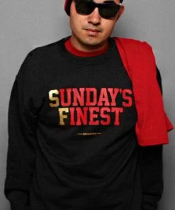 Adapt Clothing Adapt - Sunday's Finest Crewneck Men's Sweatshirt, Black/Gold Mens