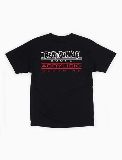 Acrylick X Beat Junkies- Remix Men's Tee, Black Mens 1 Acrylick X Beat Junkies- Remix Men's Tee, Black Mens
