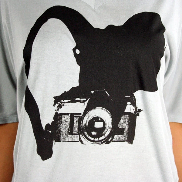 Free Gold Watch Image Unavailable - Camera V-Neck Women's Top, Silver Womens 2 Free Gold Watch Image Unavailable - Camera V-Neck Women's Top, Silver Womens