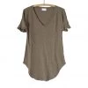 Trends Deep V Flutter Sleeve Top, Olive Womens