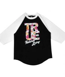 TRUE - Men's Natural Living Raglan Tee Shirt, Black/White Mens
