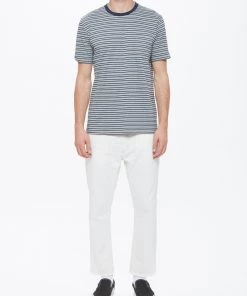 Mens OBEY - Reno Stripe Men's Pocket Tee, Blue Multi