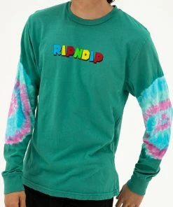 RIPNDIP - Nermio Men's L/S Tee, Aqua Elbow Wash