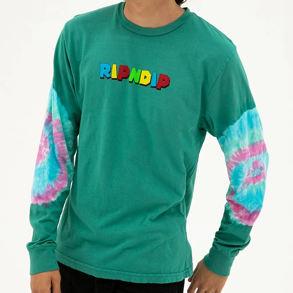 RIPNDIP - Nermio Men's L/S Tee, Aqua Elbow Wash