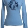 Stones Throw - Women's Distressed Crew Long-Sleeve Shirt, Baby Blue