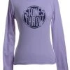 Stones Throw - Women's Distressed Crew Long-Sleeve Shirt, Lavender