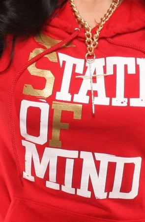 Adapt Clothing Womens Adapt - State Of Mind Women's Hoodie, Red/Gold 3 Adapt Clothing Womens Adapt - State Of Mind Women's Hoodie, Red/Gold