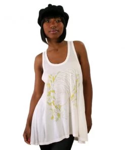 2k By Gingham 2K Milton Glaser - Nina Racer Back Women's Tank Top, Off White Womens